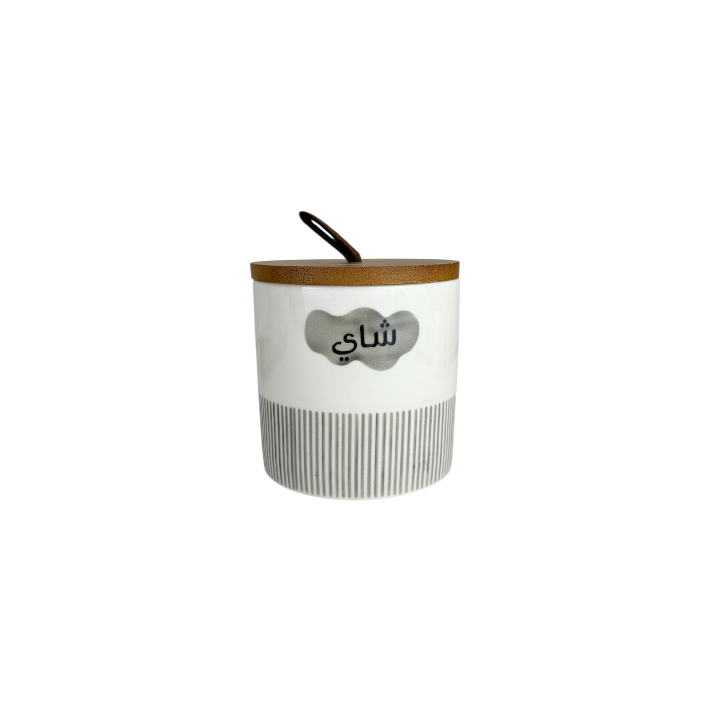 Ceramic Coffee, Tea & Sugar Canister Set with Bamboo Stand