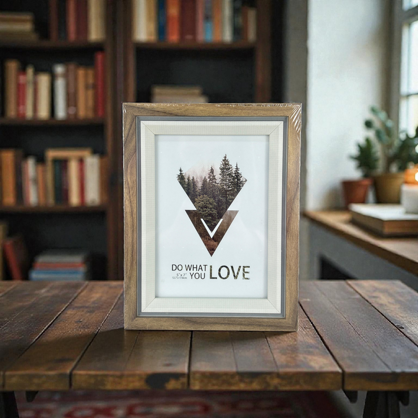 Inspirational Wooden Photo Frame with Quote Prints – Rustic Home Décor Frame 5×7"