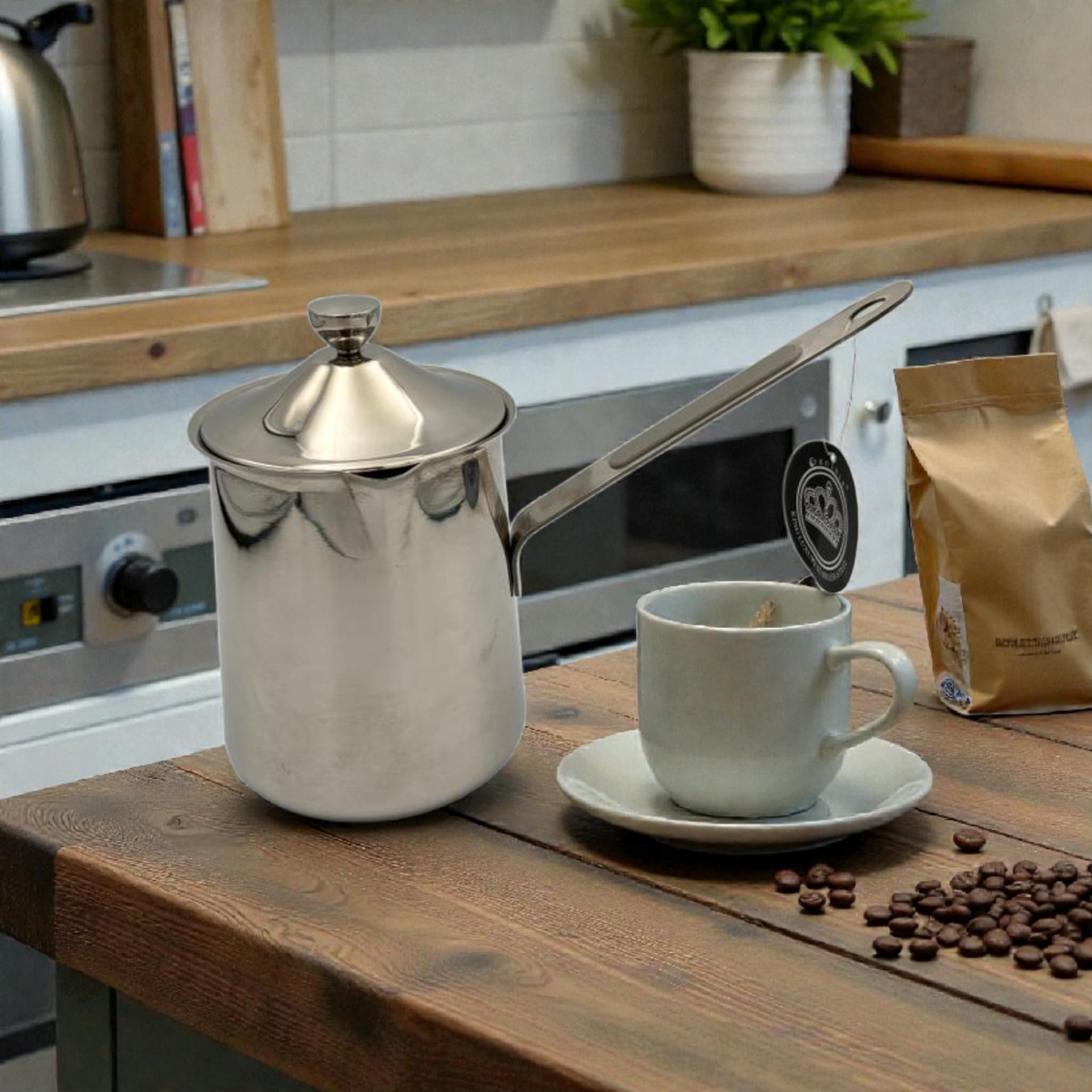Stainless Steel Turkish Coffee Pot with Long Handle – Professional capacity 800ml