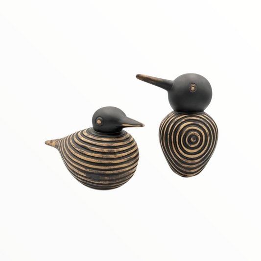Black & Gold Bird Sculptures Set – Artistic Home Décor Accent