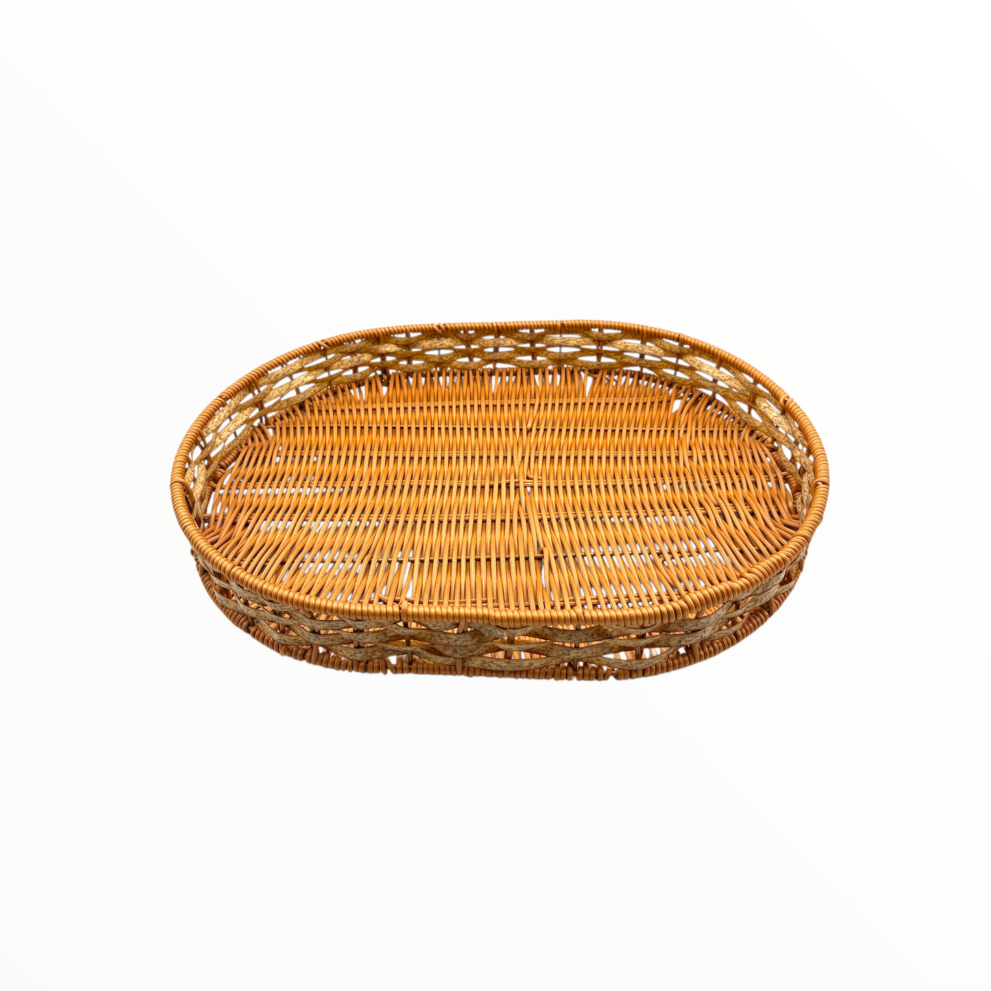 Small Oval Rattan Serving Tray – Natural Wicker Decorative Tray