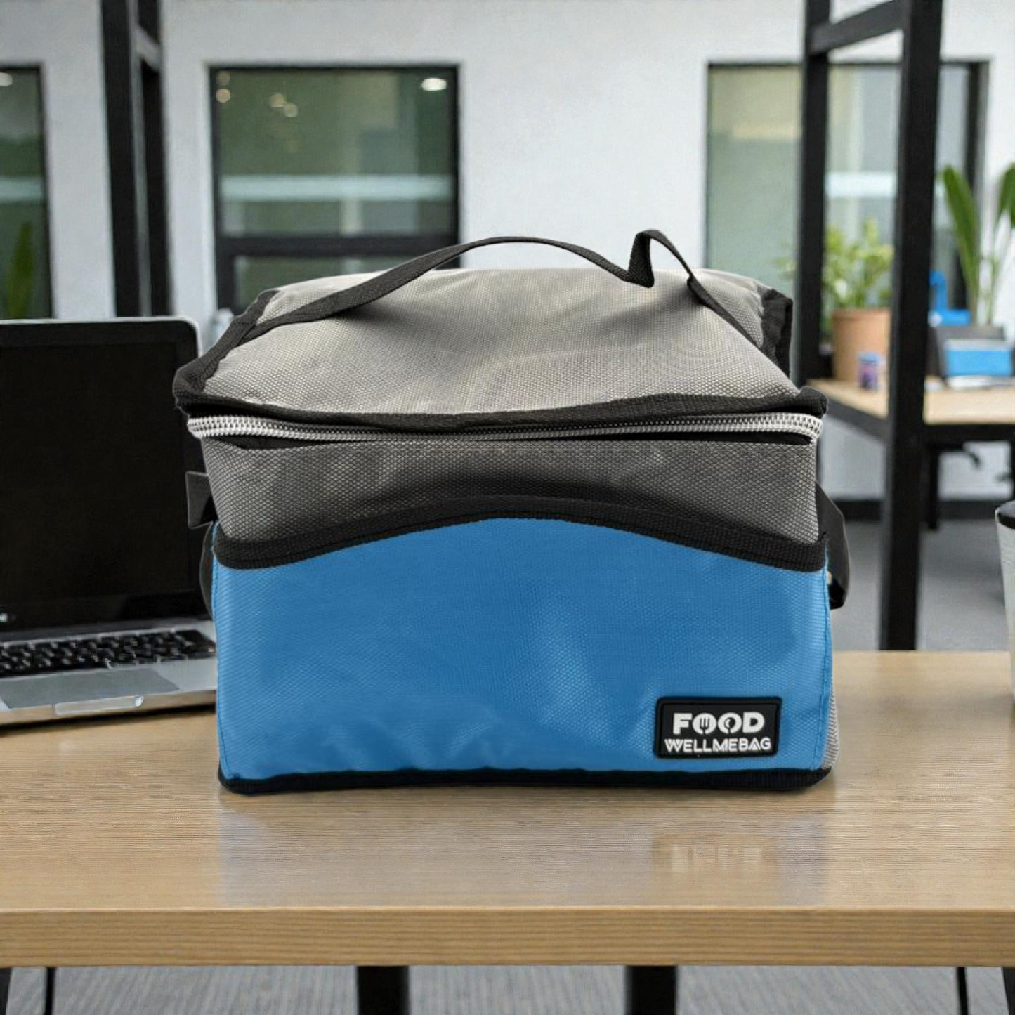 Insulated Lunch Bag Blue & Grey – Thermal Food Storage Cooler