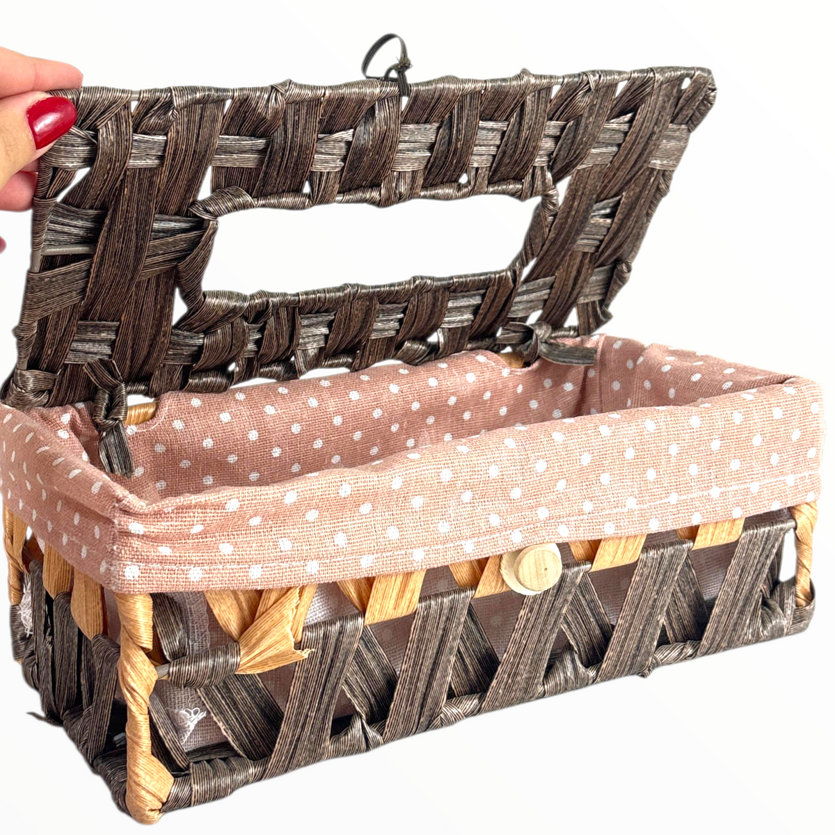 Decorative Fabric Storage Baskets with Lids – Home Organizer Set