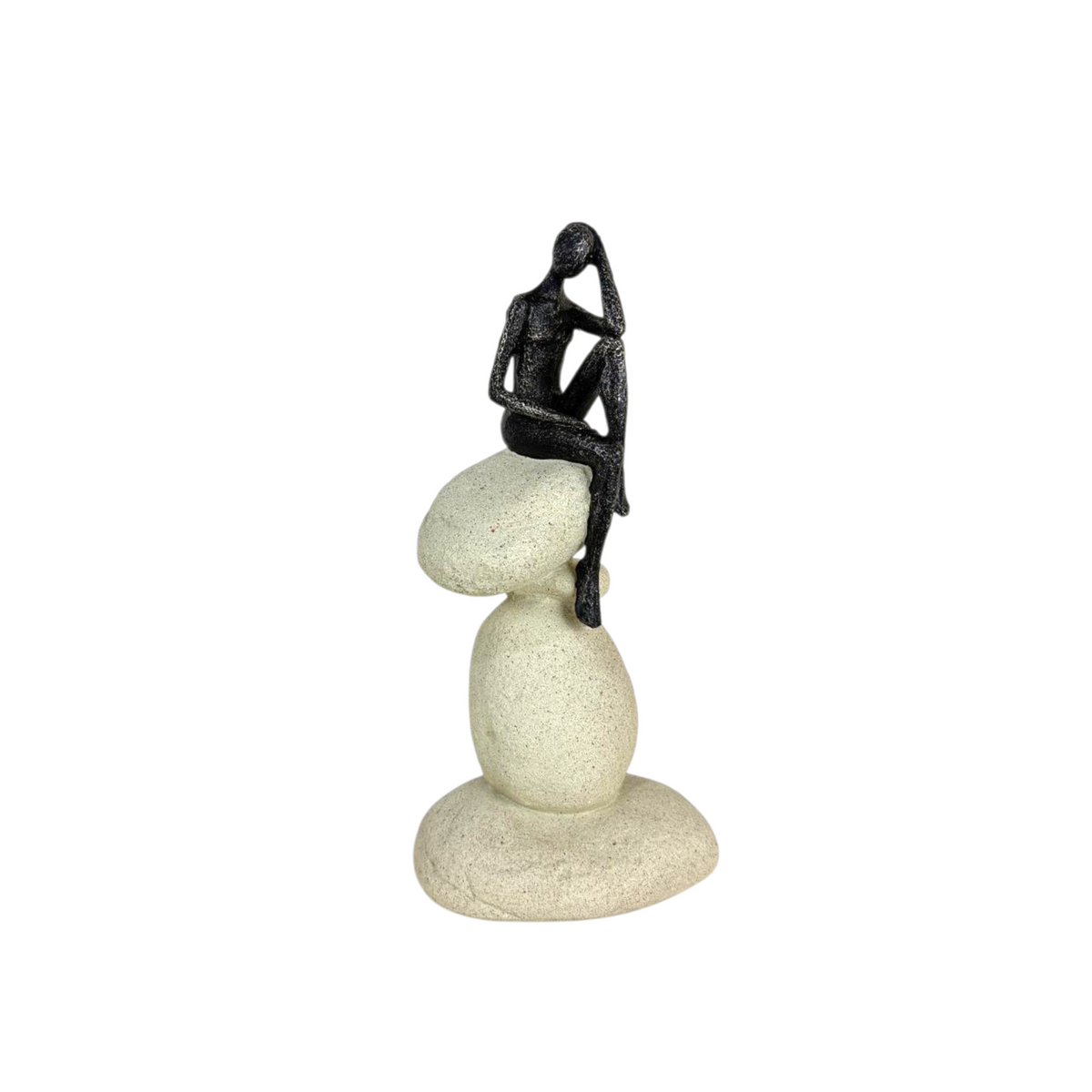 Black Abstract Woman on Stone Base – Modern Minimalist Resin Sculpture for Home Décor