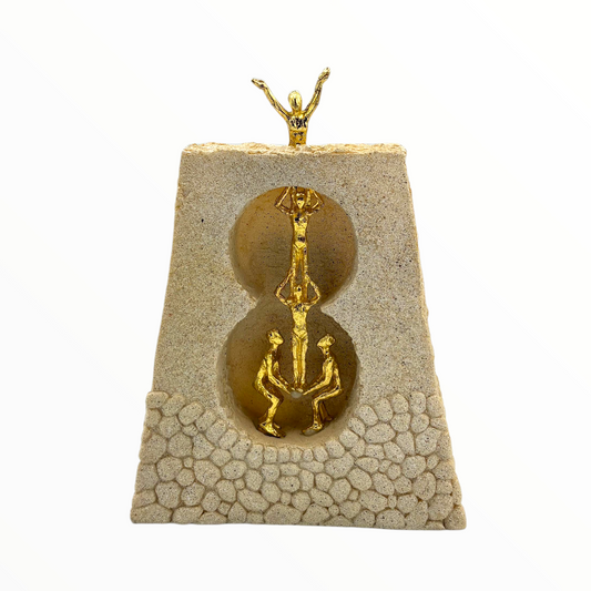 Gold Human Balance Sculpture – Symbolic Modern Art Décor