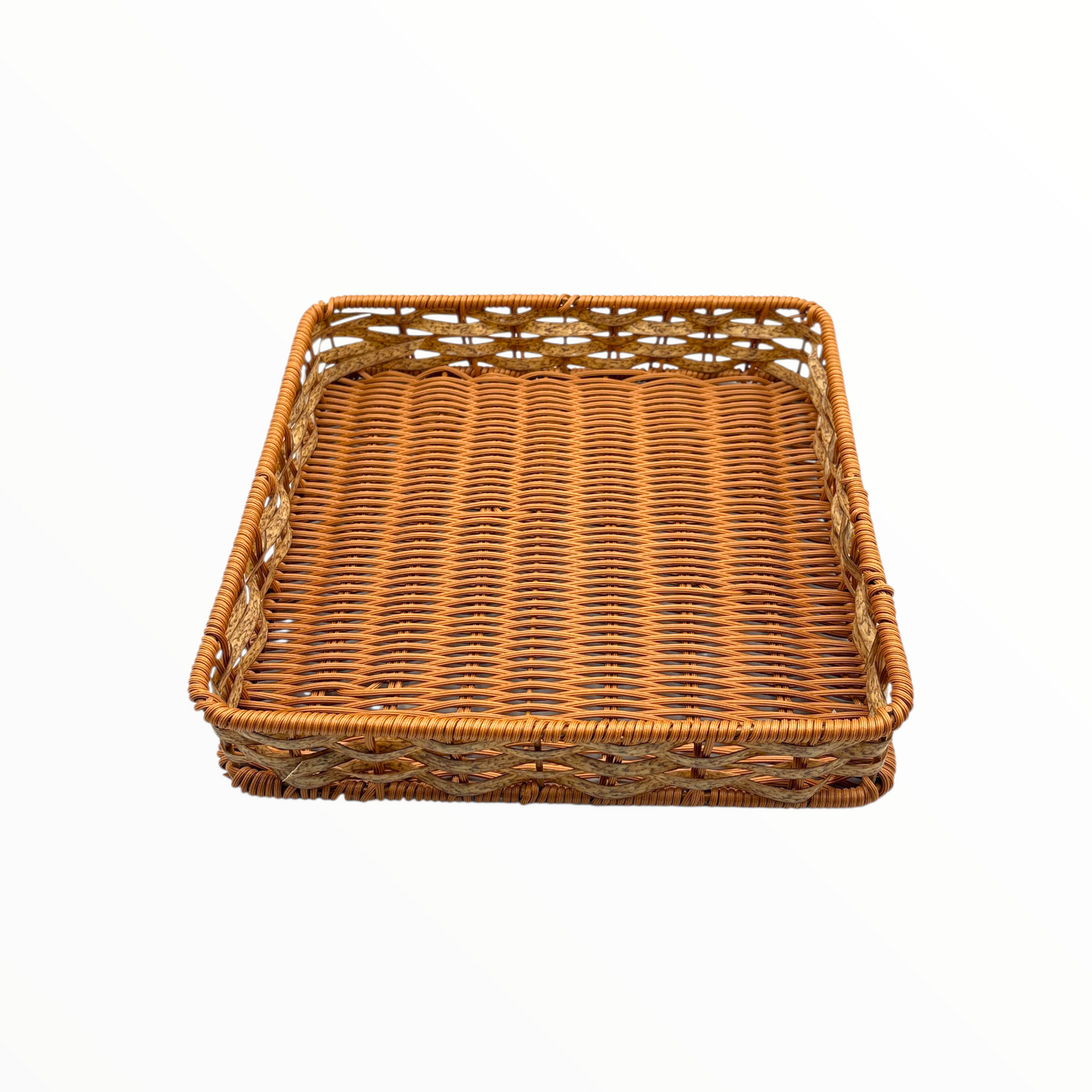 Big Square Wicker Rattan Tray – Handwoven Natural Storage Tray