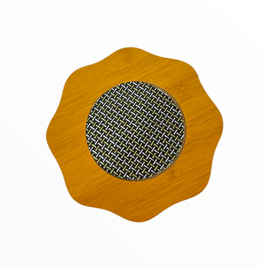 Round flowless Bamboo Placemat with geometric design– Heat Resistant Natural Table Mat