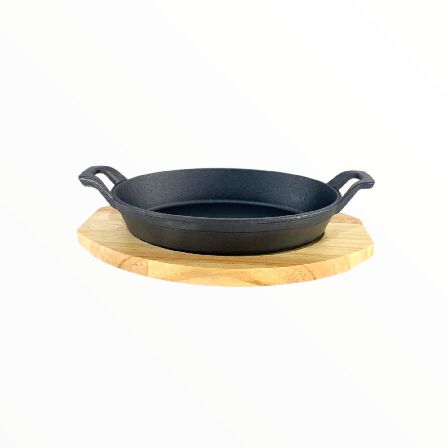 Cast Iron Skillet Pan with Wooden Serving Board – Pre-Seasoned Heavy Duty Frying Pan