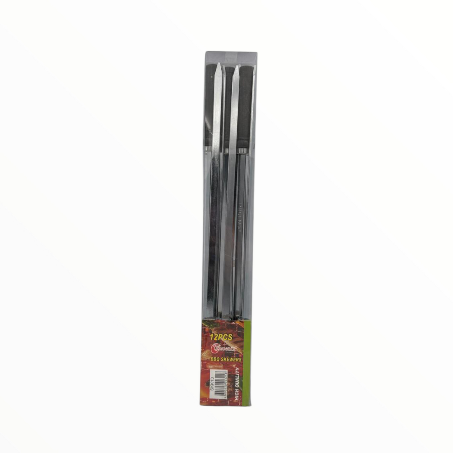 BBQ Skewers Set – Stainless Steel Grill Skewers with Wooden Handles (12 Pieces)