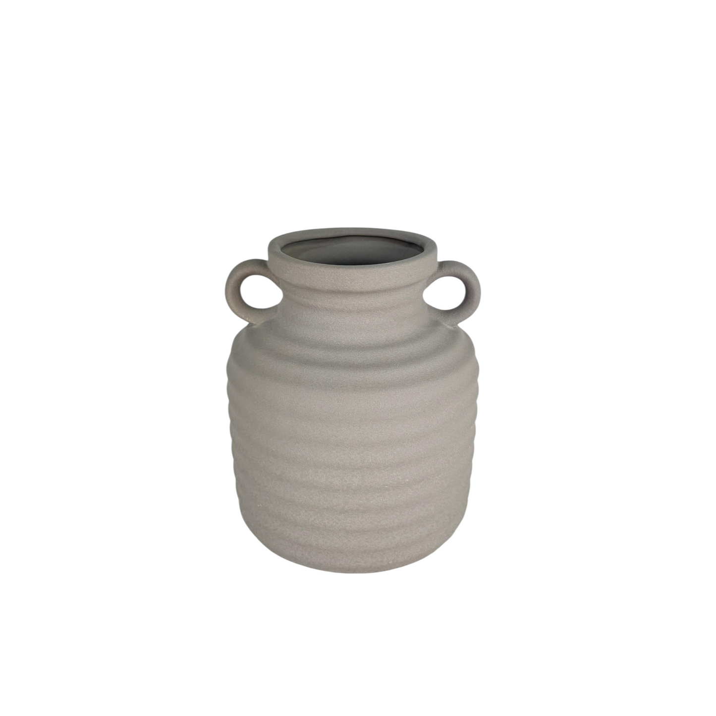 Ribbed Ceramic Vase with Handles – Modern Minimalist Decorative Vase