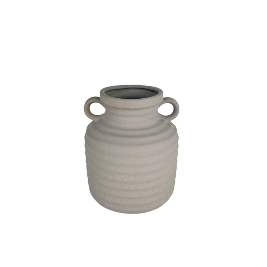 Ribbed Ceramic Vase with Handles – Modern Minimalist Decorative Vase