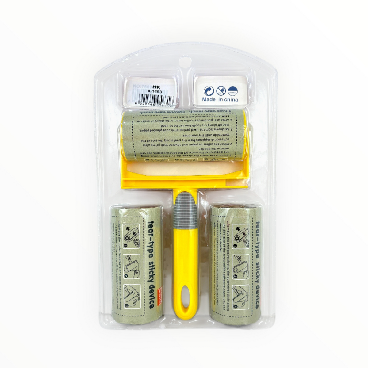 Silver Front Lint Roller Value Pack – Tear-Type Sticky Device with 3 Refill Rolls