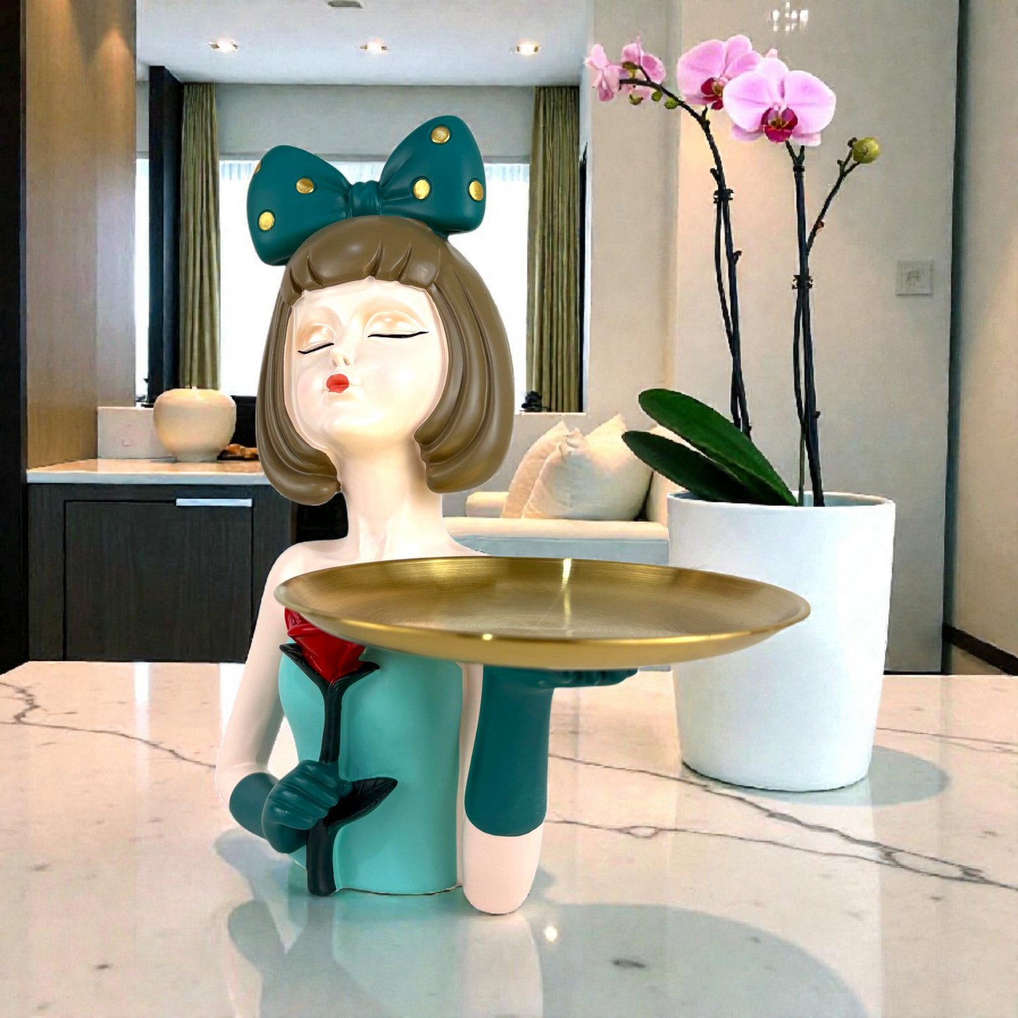 Elegant Girl Decorative Tray | Jewelry & Key Holder Figurine