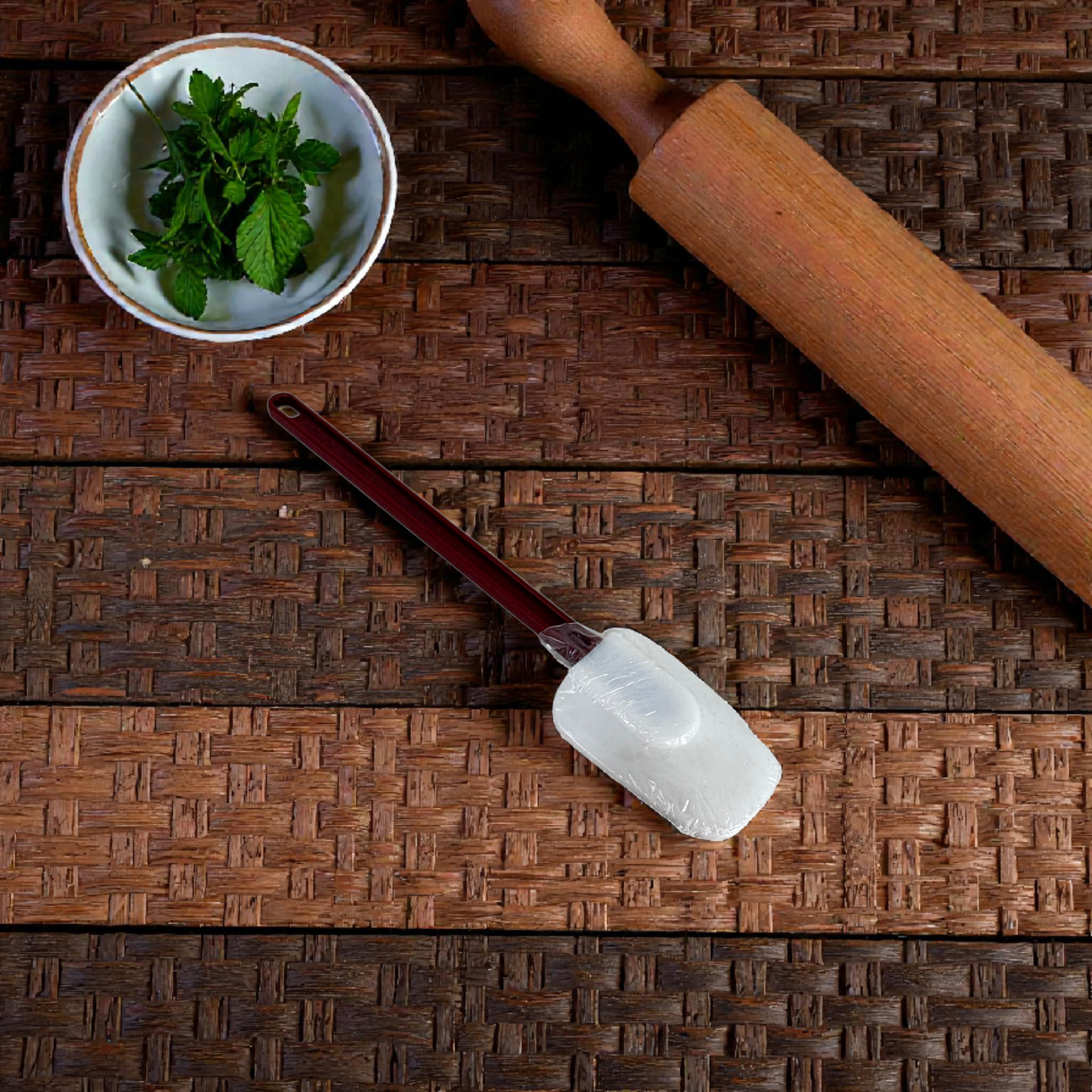 Silicone Kitchen Spatula with Heat-Resistant Head & Wooden Handle