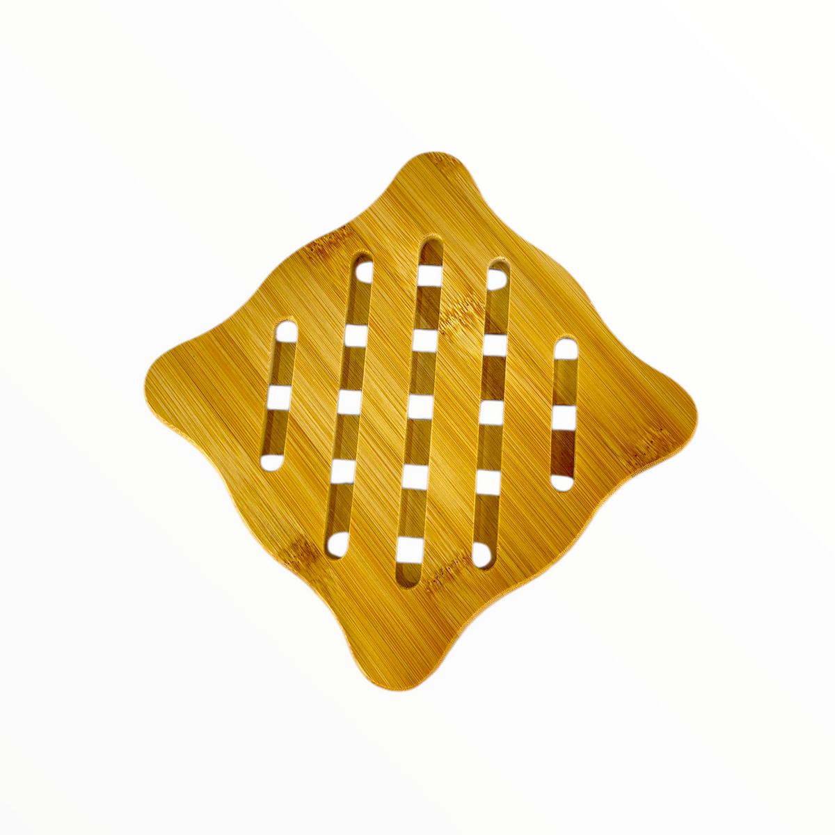 Square Bamboo Placemat with geometric design– Heat Resistant Natural Table Mat