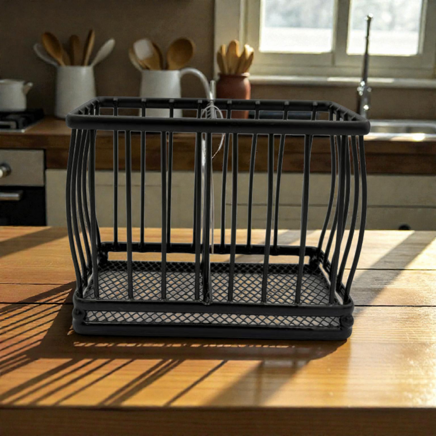 Black Metal Napkin Holder – Modern Tabletop Tissue Stand