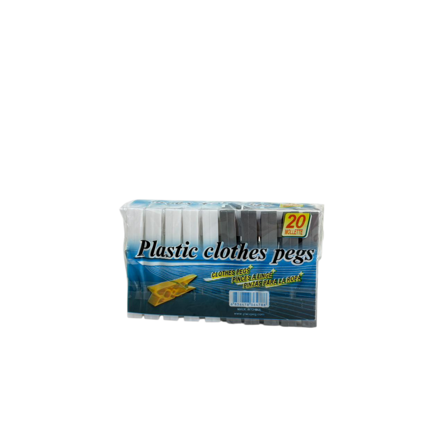 24 pieces Heavy Duty Plastic Clothes Pegs – gray and white Laundry Clips Value Pack