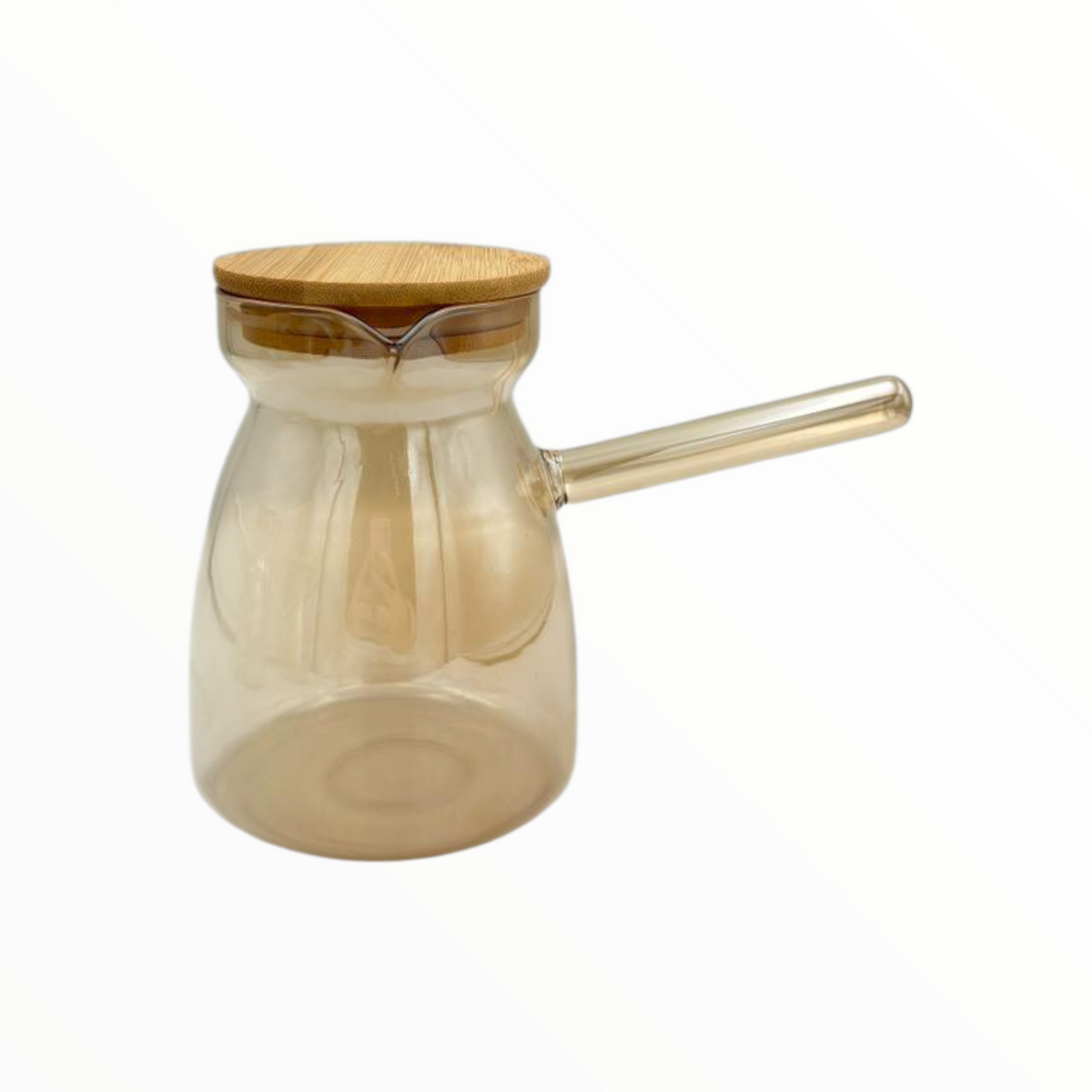 Glass Turkish Coffee Pot Set with Wooden Lid – 3 Sizes Heat-Resistant