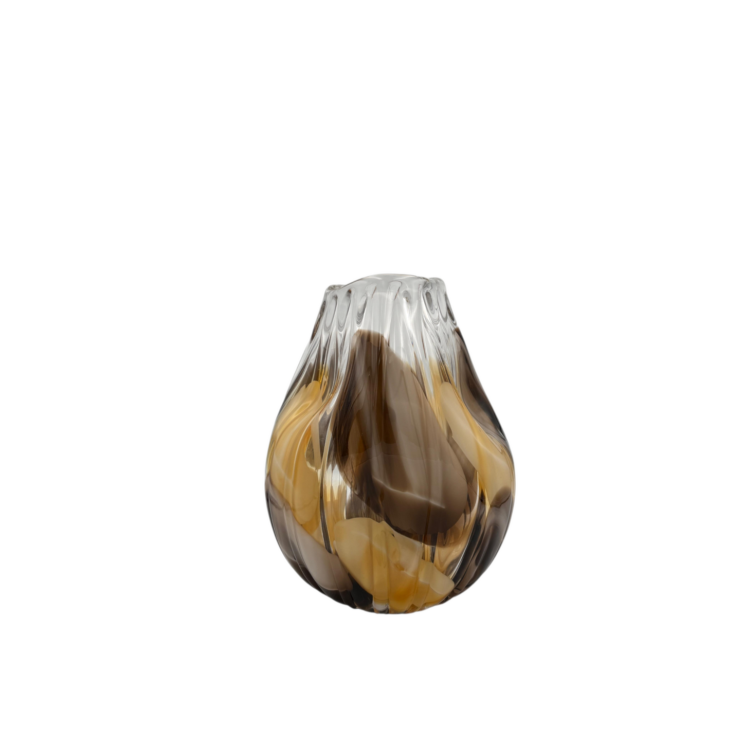 Handblown Glass Vase with Decorative Artificial Floral Arrangement – Modern Home Décor Centerpiece