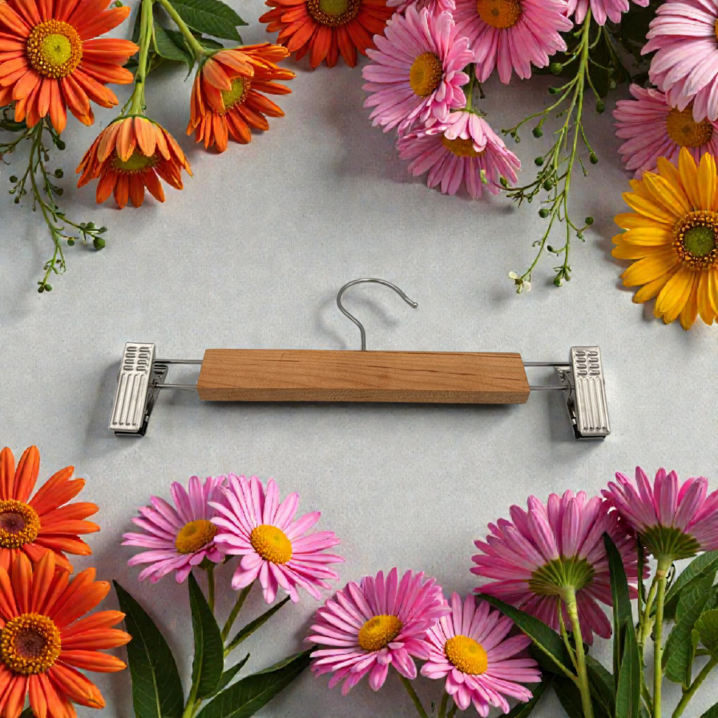 Wooden Pants Hanger with Clips – Adjustable Skirt & Trouser Hanger