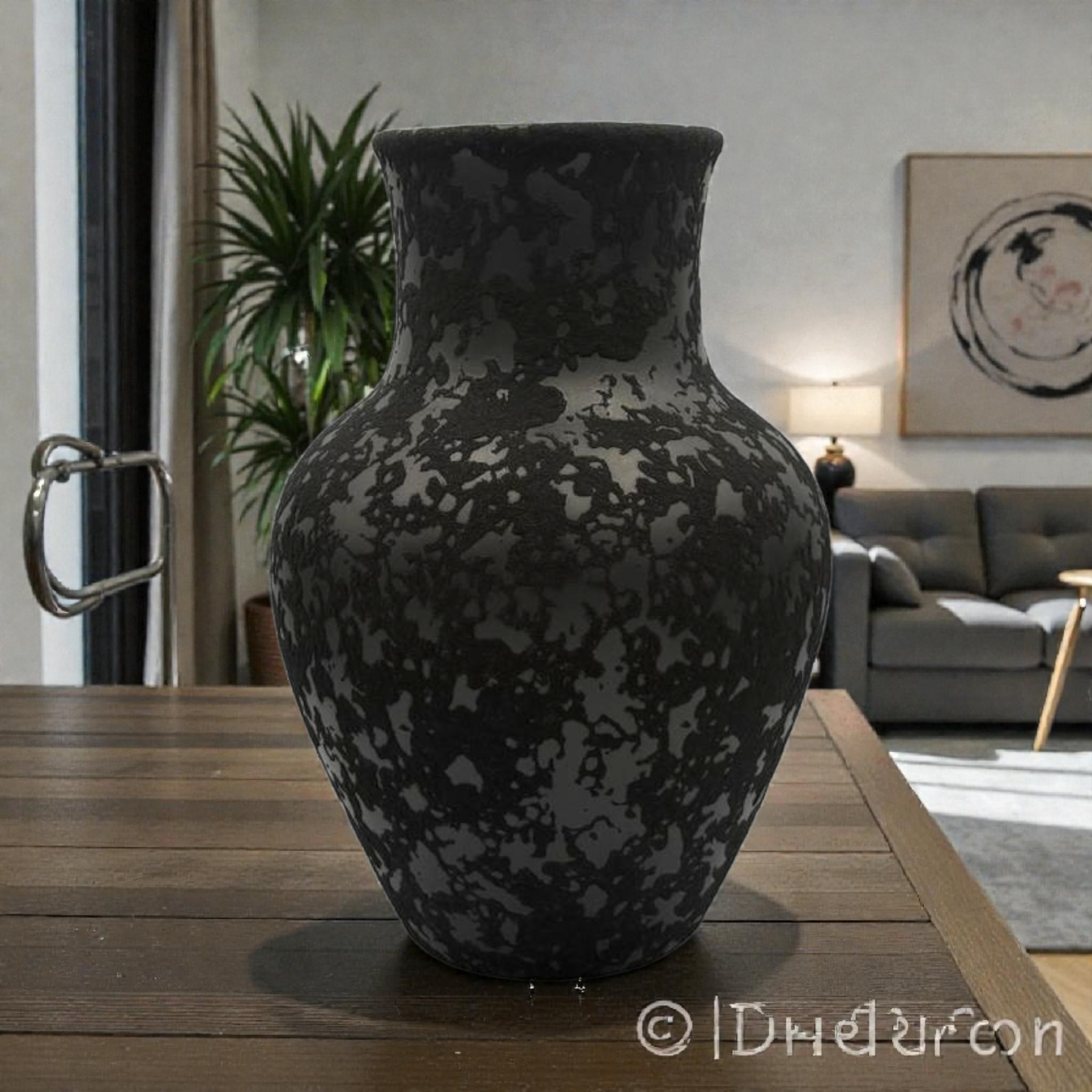 Textured Black Ceramic Vase & Jar Set – Modern Sculptural Home Décor