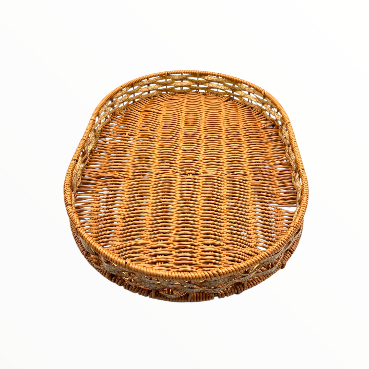 Small Oval Rattan Serving Tray – Natural Wicker Decorative Tray
