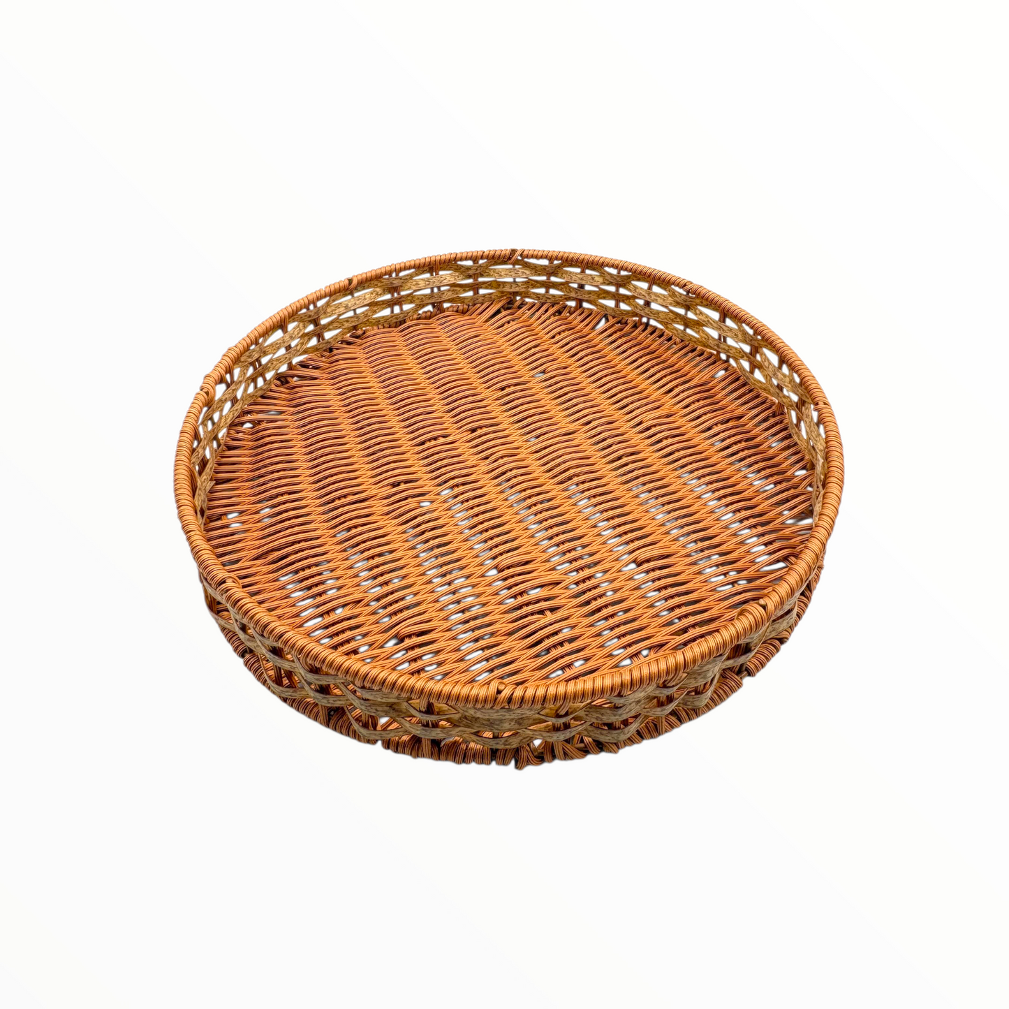 Big Round Wicker Rattan Tray – Natural Handwoven Serving Tray
