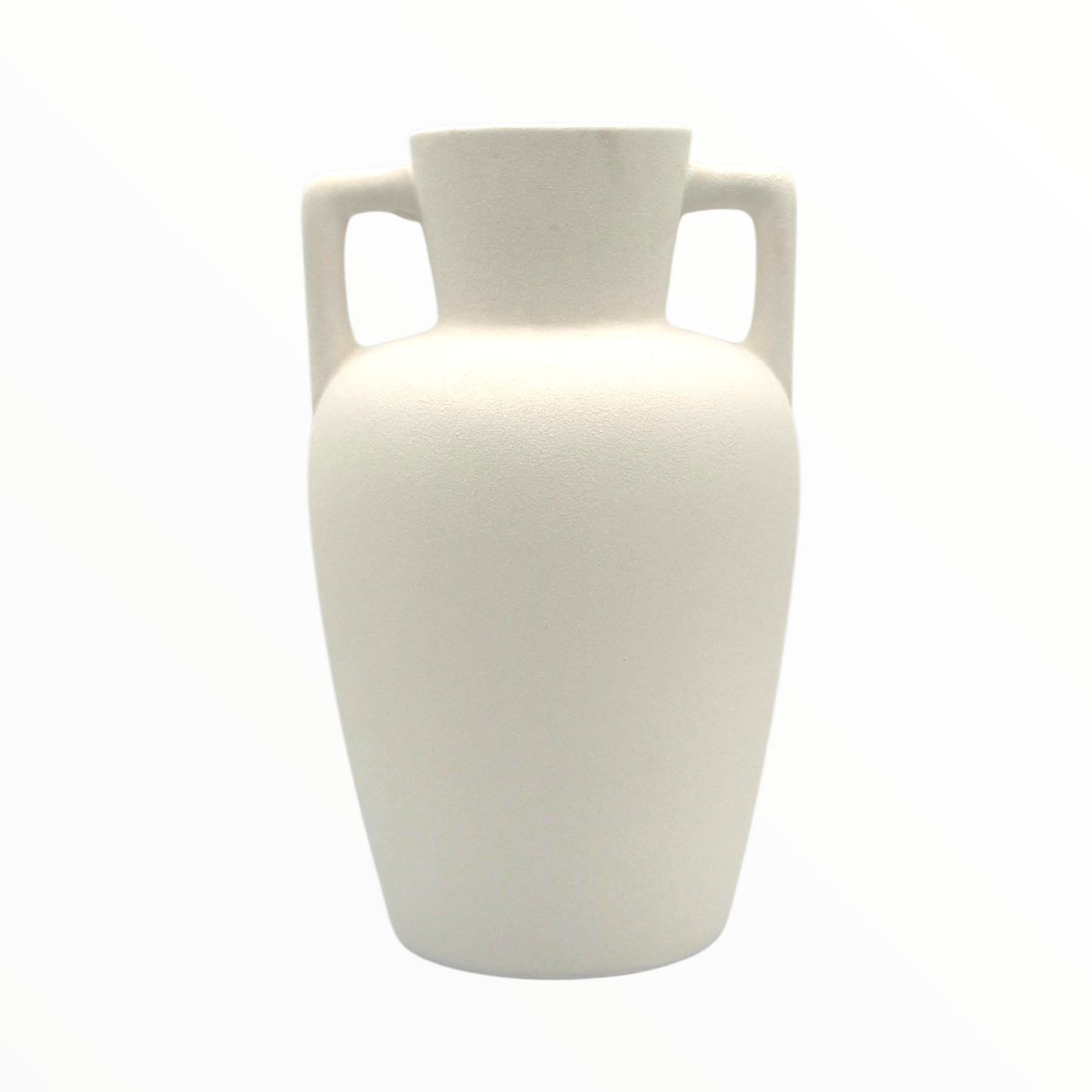 Minimalist White Ceramic Vase with Handles – Modern Decorative Vase