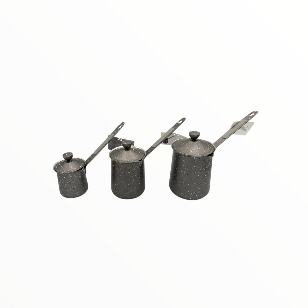 Granite Grey Turkish Coffee Pot Set  – 3 Sizes, Matte Finish