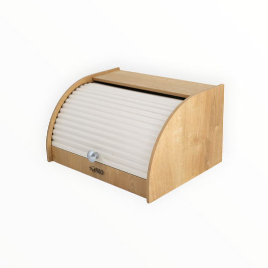 Light Wood Roll Top Bread Box – Natural Wooden Bread Storage