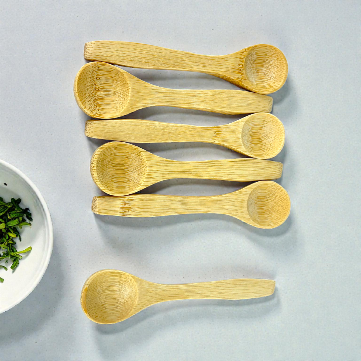Natural Bamboo Spoon Set (6 Pieces) – Eco-Friendly Wooden Tableware for Kitchen & Dining