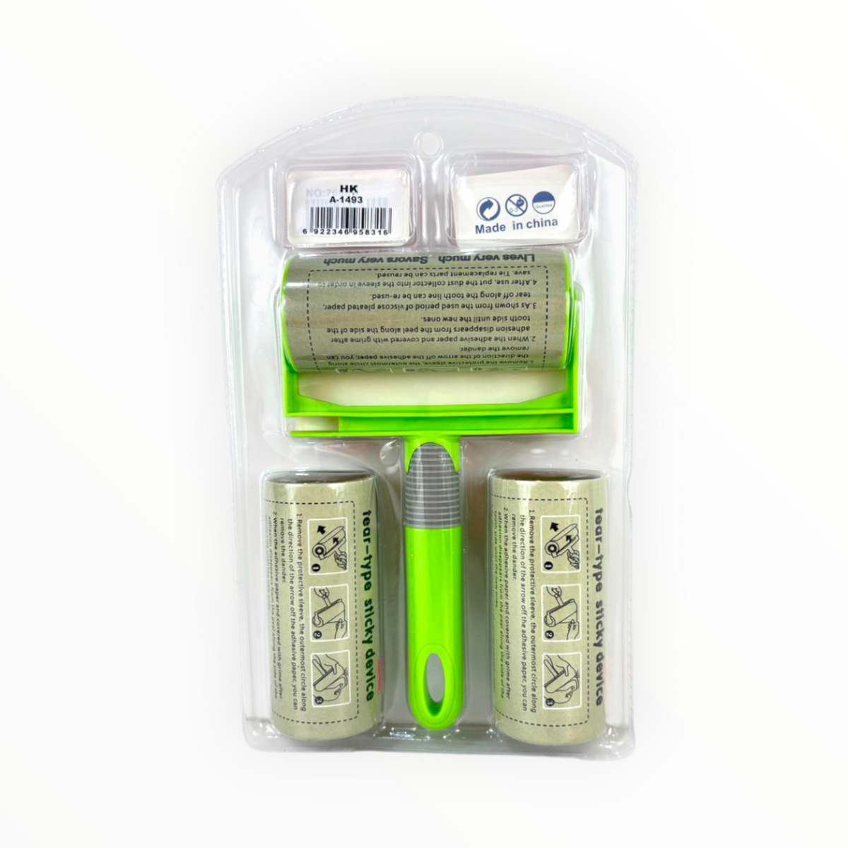 Silver Front Lint Roller Value Pack – Tear-Type Sticky Device with 3 Refill Rolls