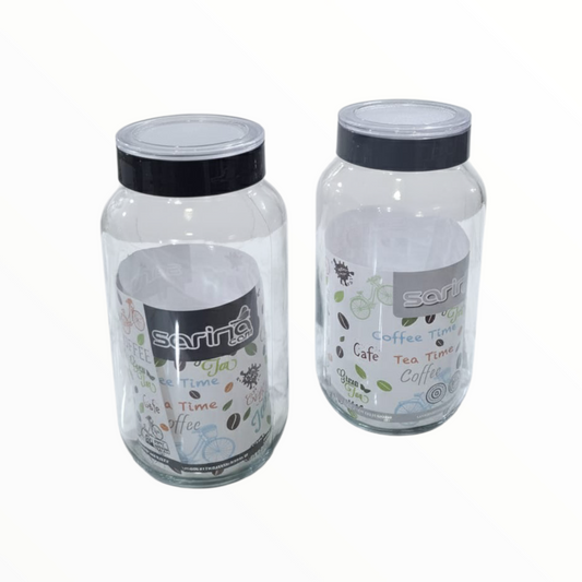 Glass Storage Jars with Black Lid – Coffee, Tea & Sugar Containers capacity3000cc