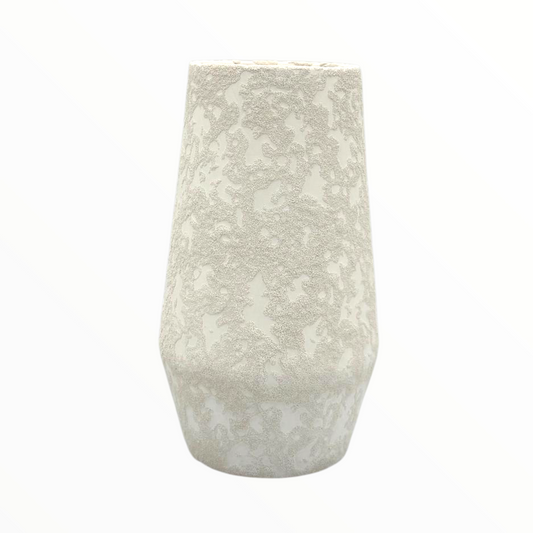 Small Textured Off-White Ceramic Vase – Modern Sculptural Home Décor