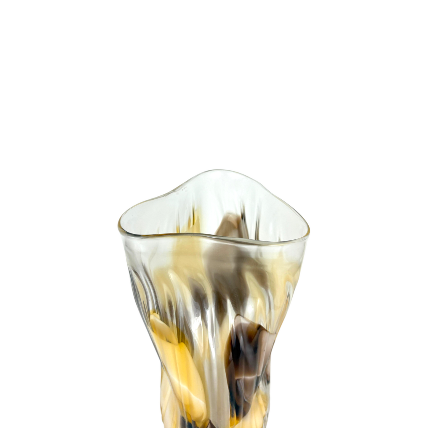 Handblown Glass Vase with Decorative Artificial Floral Arrangement – Modern Home Décor Centerpiece