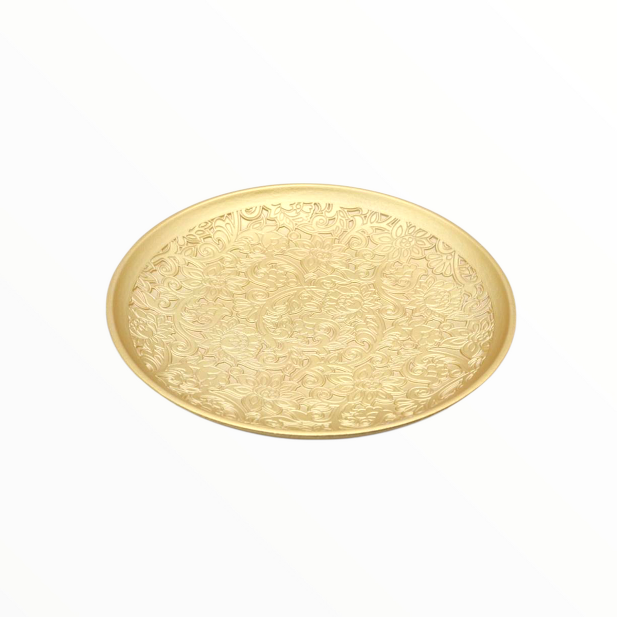 Elegant Embossed Serving Plate – Gold Decorative Tableware Tray