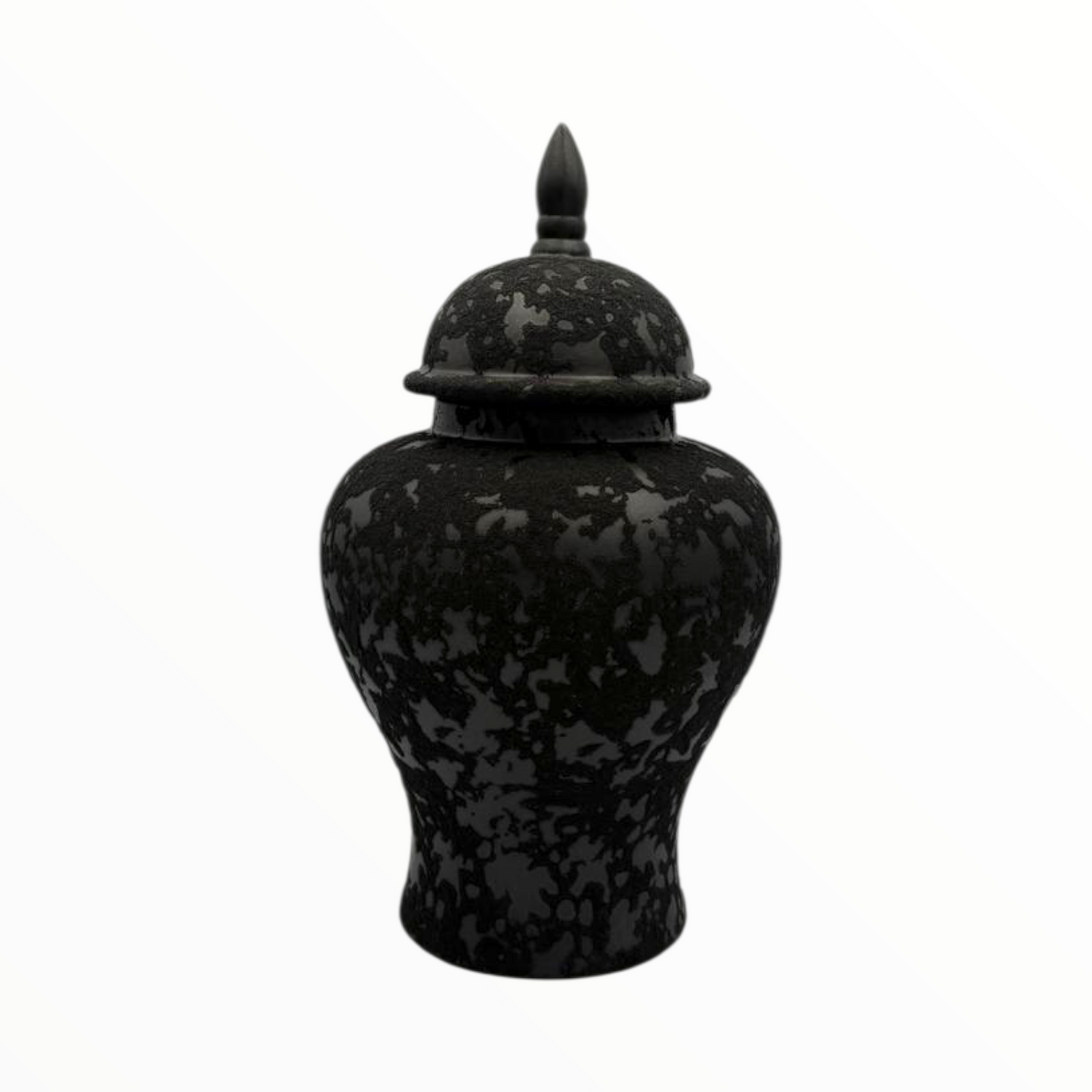 Textured Black Ceramic Vase & Jar Set – Modern Sculptural Home Décor
