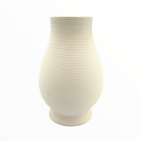White Ribbed Ceramic Vase – Minimalist Modern Home Décor