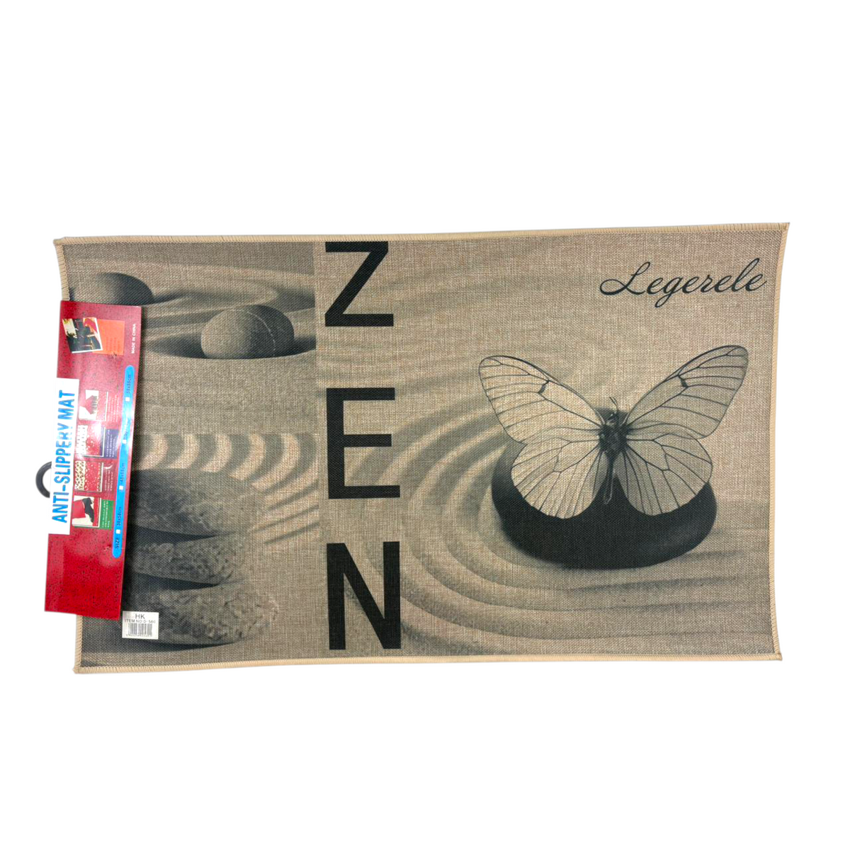 Zen Anti-Slip Floor Mat – Butterfly & Stone Garden Design | Calm & Minimal Home Decor Rug