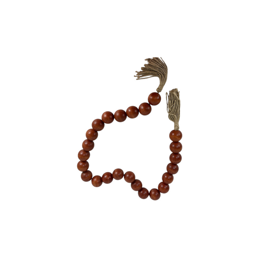 Natural Wooden Bead Garland with Tassel – Boho Home Décor Accent