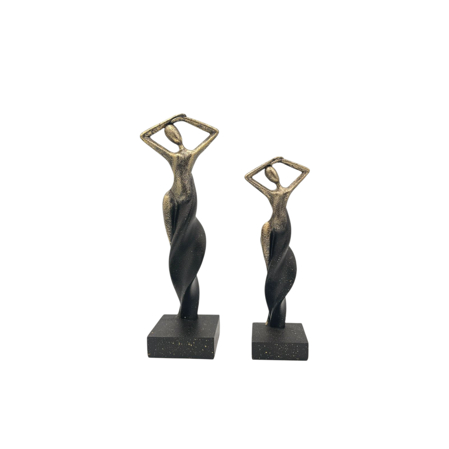 Abstract Black & Gold Feminine Sculpture Set – Modern Artistic Home Décor Figurines (Set of 2)