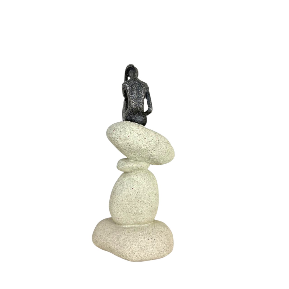 Black Abstract Woman on Stone Base – Modern Minimalist Resin Sculpture for Home Décor