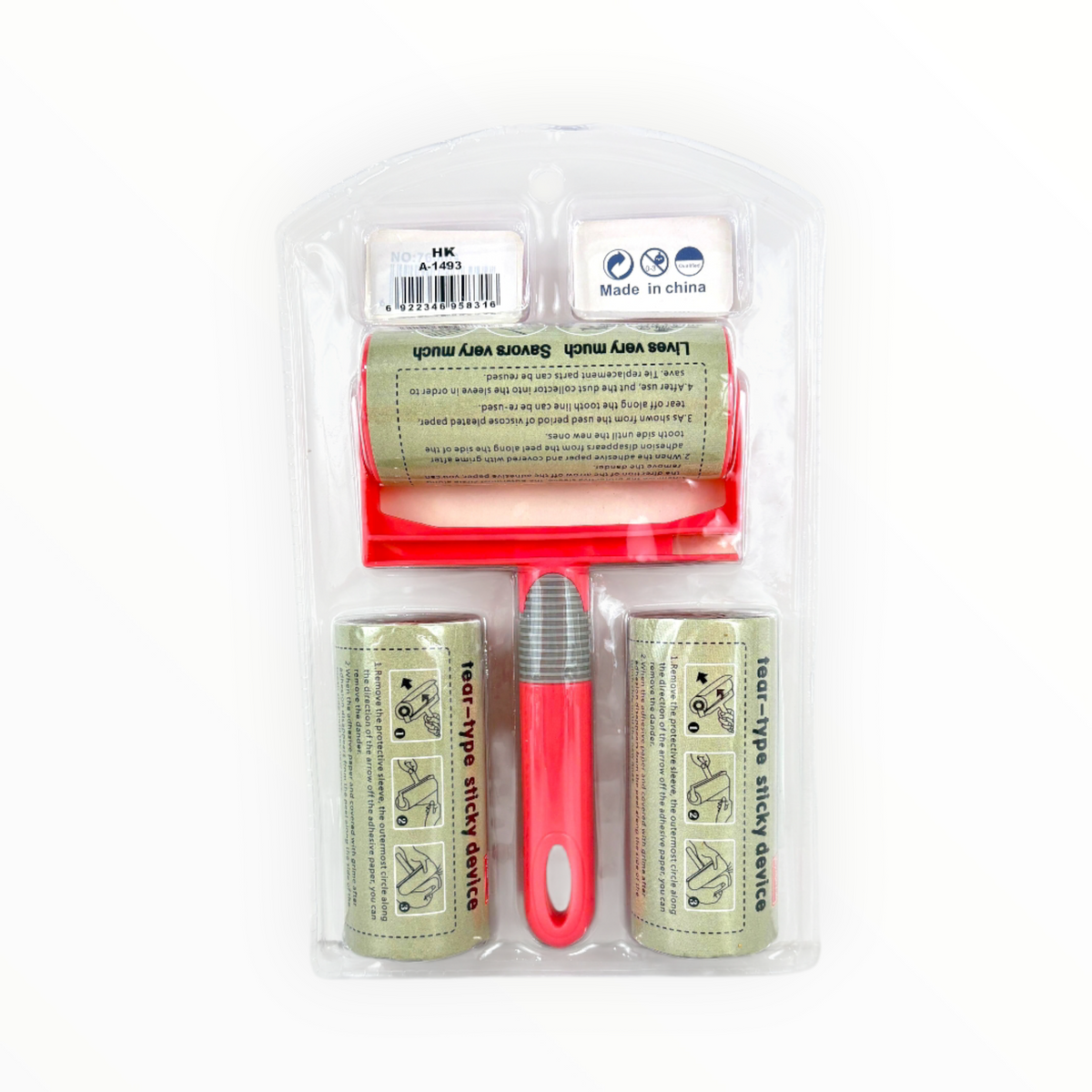 Silver Front Lint Roller Value Pack – Tear-Type Sticky Device with 3 Refill Rolls