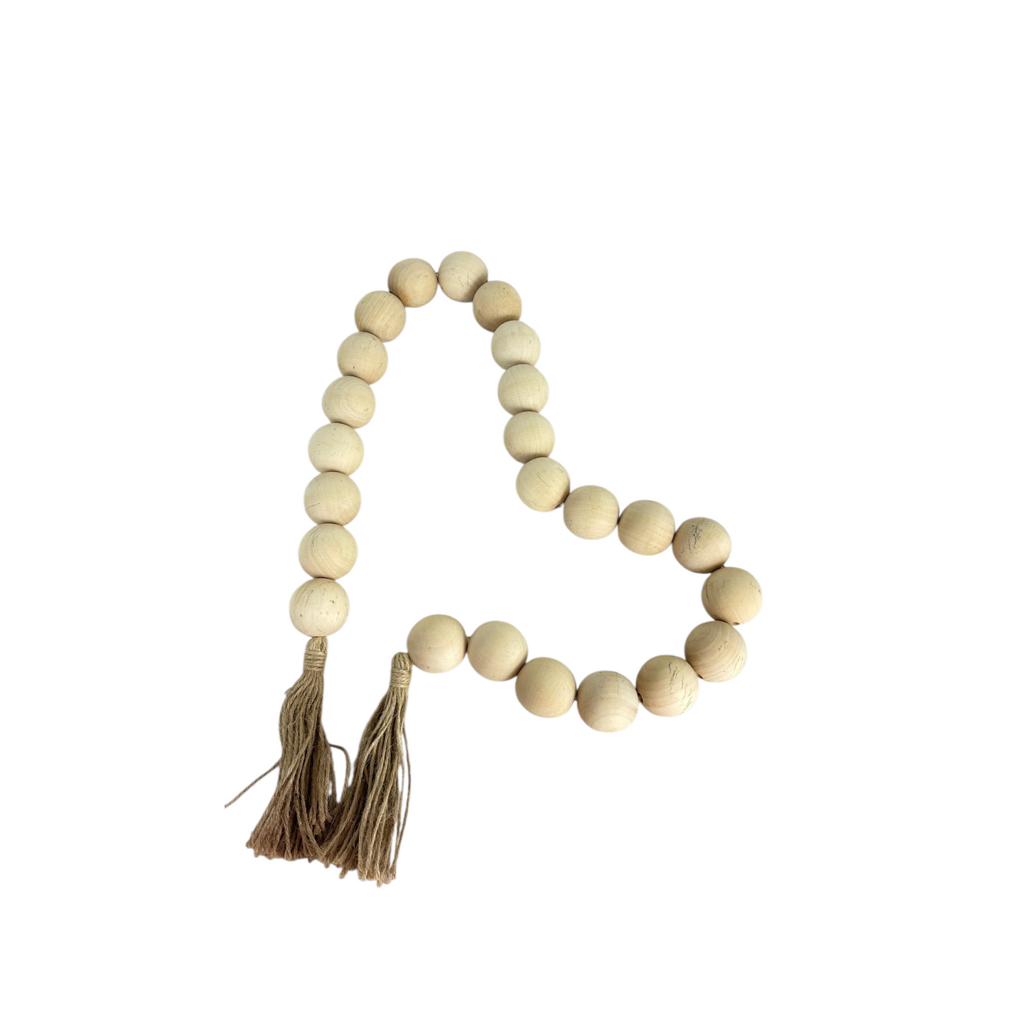 Natural Wooden Bead Garland with Tassel – Boho Home Décor Accent