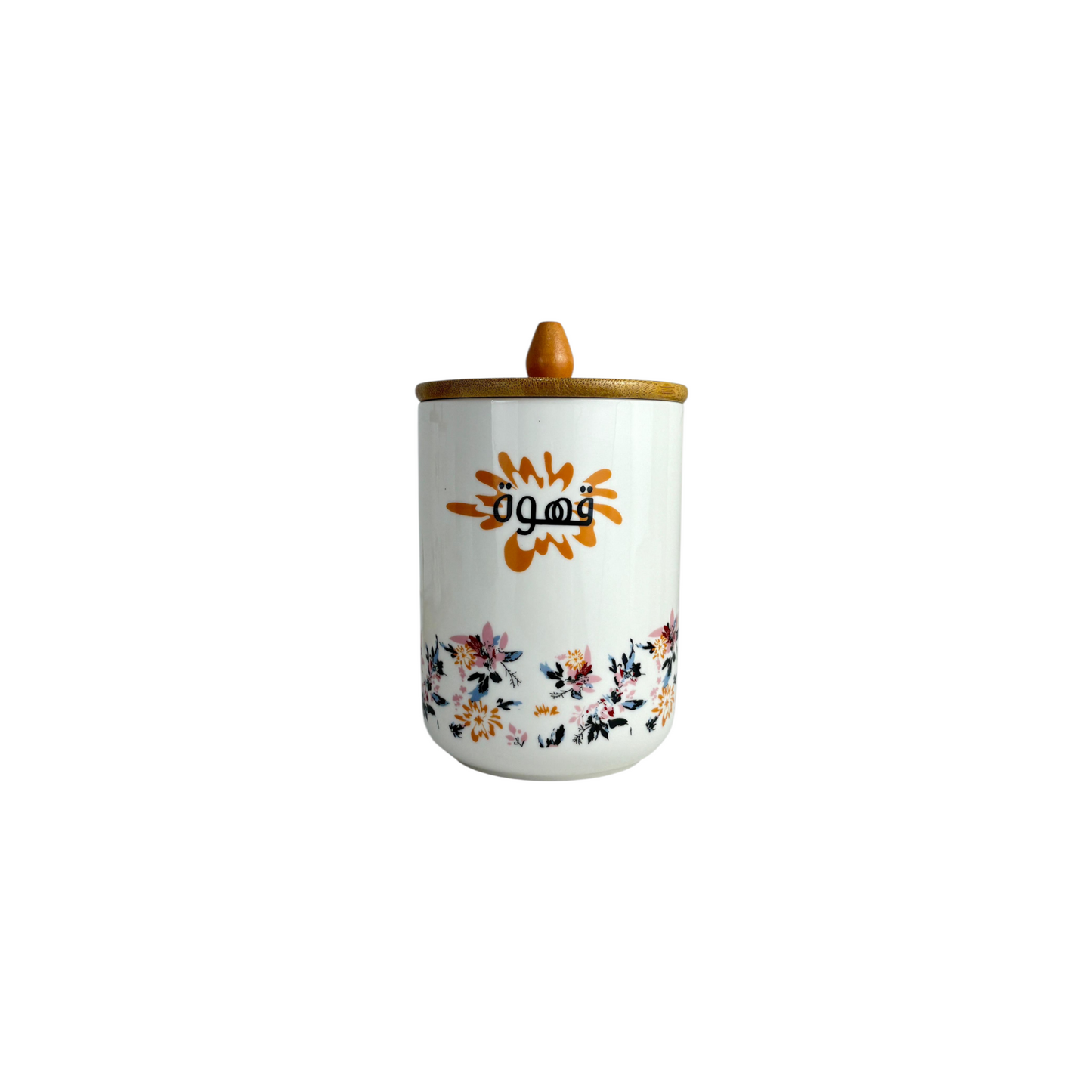 Ceramic Coffee, Tea & Sugar Canister Set with Bamboo Stand