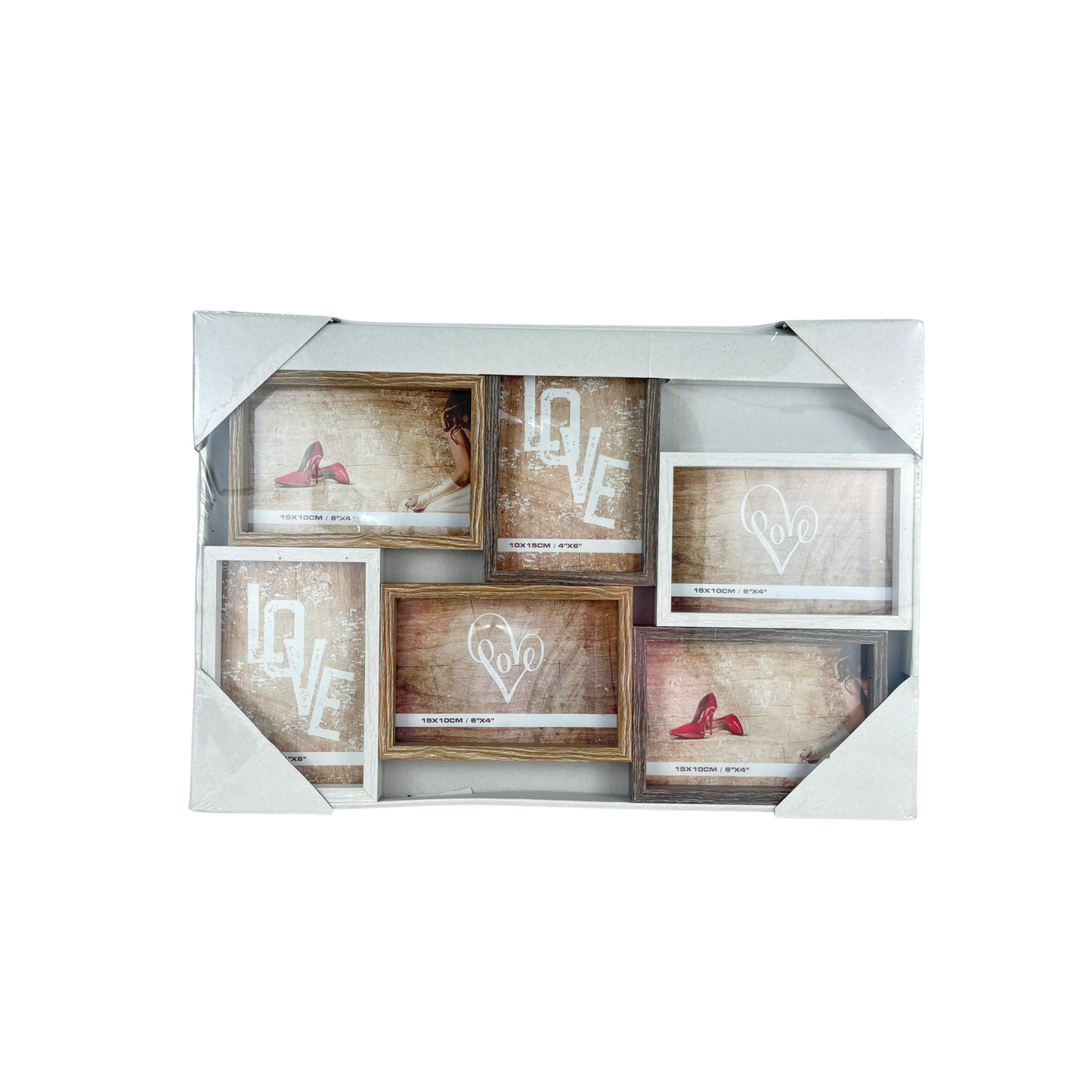 Vintage Multi-Opening Collage Photo Frame – Rustic Wood Effect Wall Frame