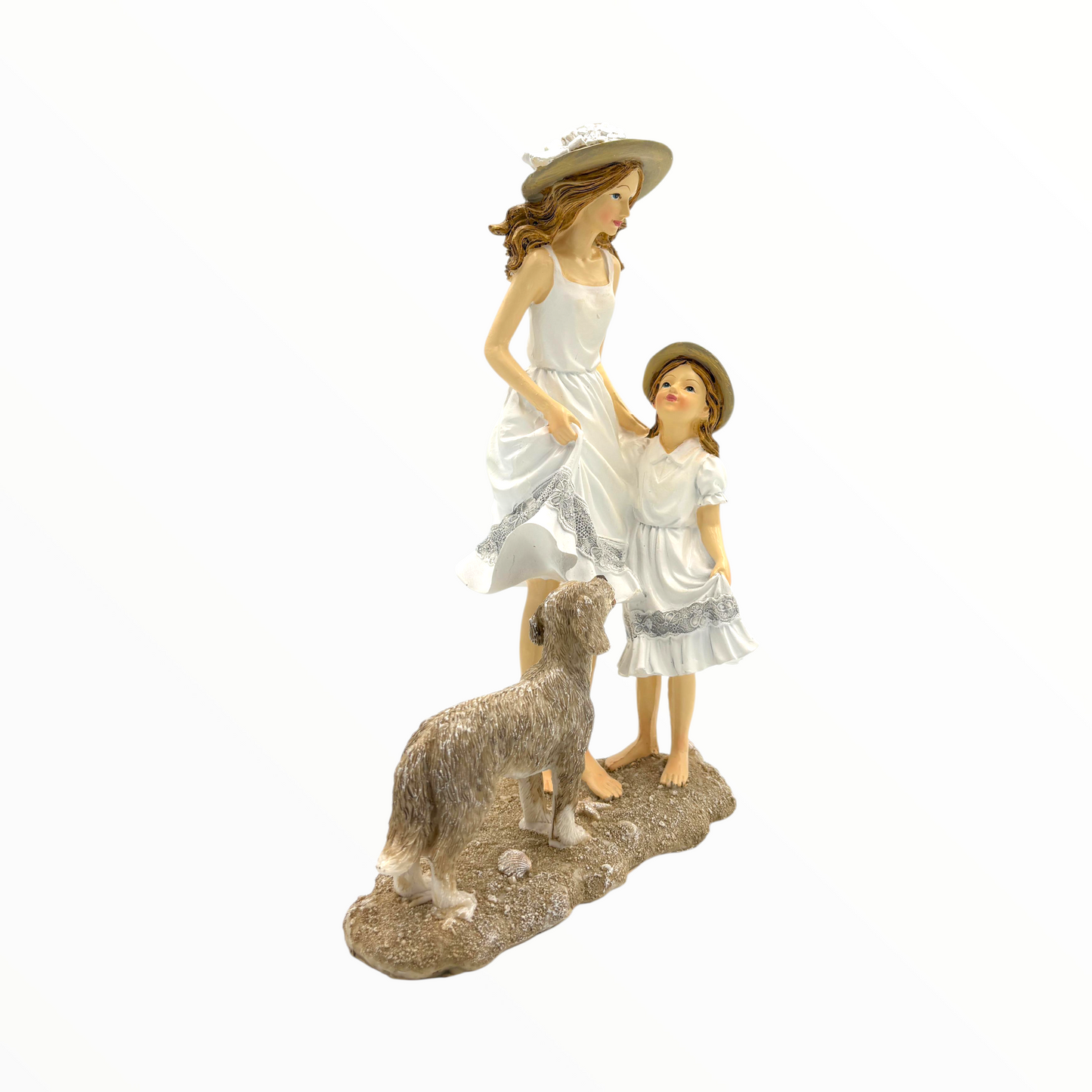 Mother and Daughter Figurine with Dog – Family Home Décor Accent