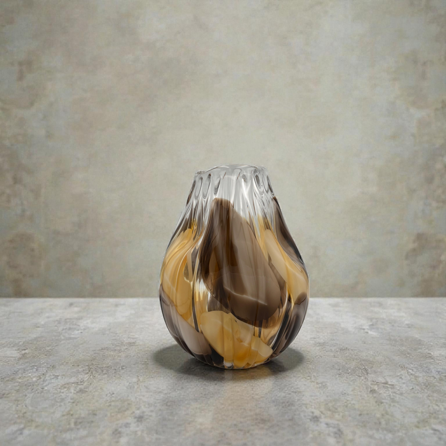 Handblown Glass Vase with Decorative Artificial Floral Arrangement – Modern Home Décor Centerpiece