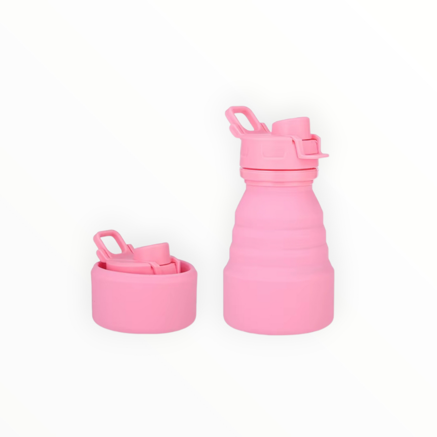 Collapsible Silicone Water Bottle – Pink Foldable Sports Bottle with Handle (Travel & Gym)