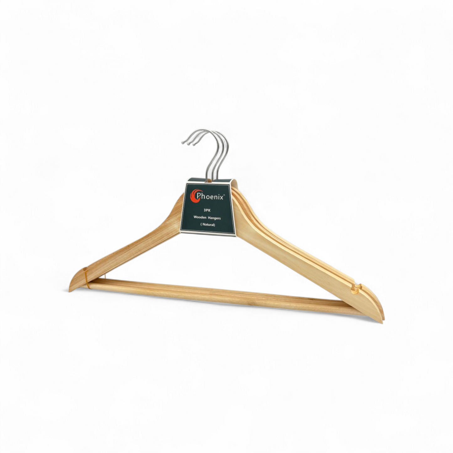 Wooden Clothes Hangers – Natural Wood with Metal Hook (Set of 3)